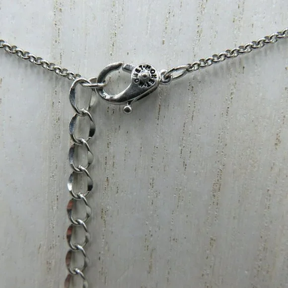 Monet Necklace Imitation Pearl Pendant 15" Silver Tone Chain Clear‎ Rhinestones - Picture 5 of 6